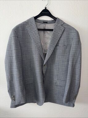 Joseph Abboud Light Gray and Blue Check Sport Coat